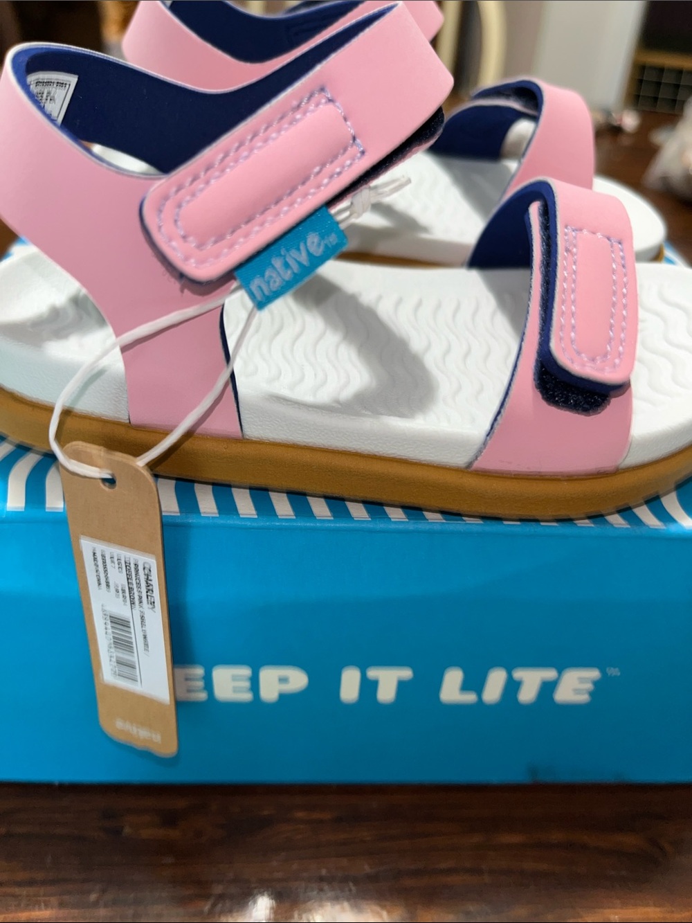 Brand new Charley Native Kids Pink and White Velcro Strap Sandals - Picture 5 of 7